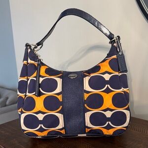 Coach Hobo Bag in Navy and Orange
